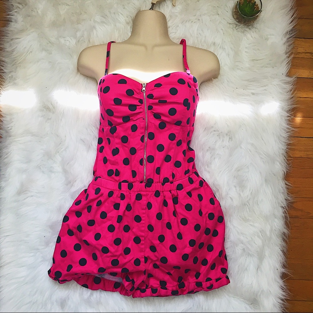 Marilyn Monroe Pink Playsuit Romper Polka Dot M